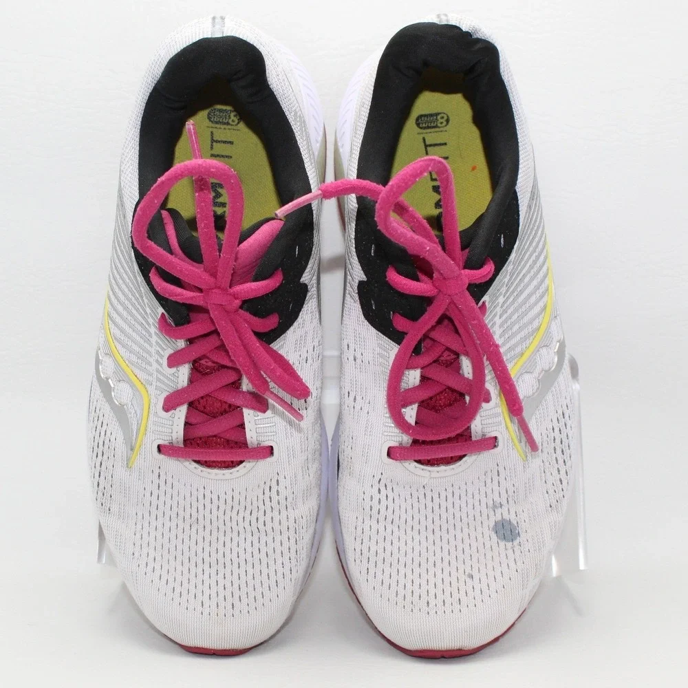 Saucony Guide 14 Womens 9 Running Shoes White Silver Pink S10654-55 Stability